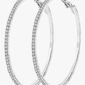 Dazzling Silver Crystal Hoop Earrings